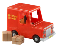 toy royal mail van with parcels