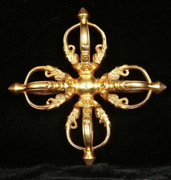Double Vajra gold plated 12cm - Buddhist Images