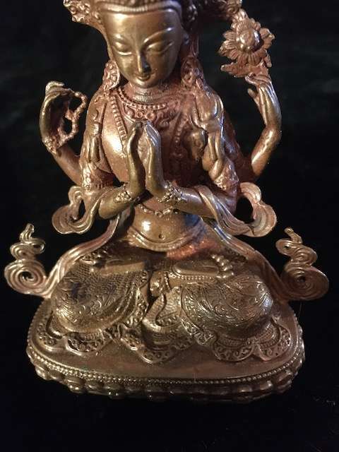 AVALOKITESVARA STATUE 10cm copper Fine hand carved finish - Buddhist Images