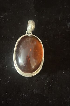 AMBER silver pendant 3.5 cm