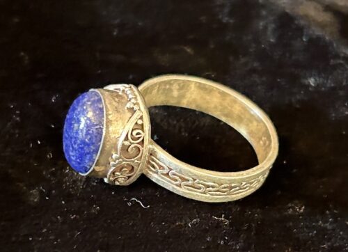 SILVER LAPIS LAZULI RING 3cm - Image 3