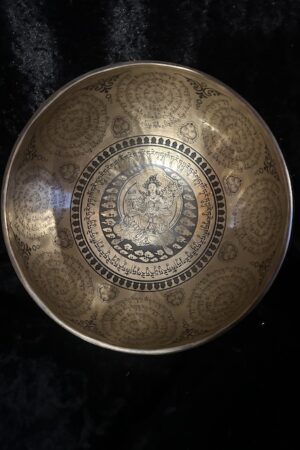 GREEN TARA ETCHED SINGING BOWL 23CM