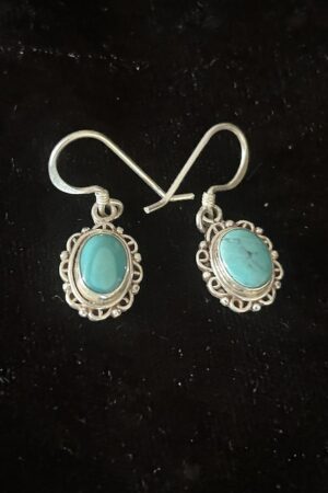SILVER Turquoise  earrings 2 cm