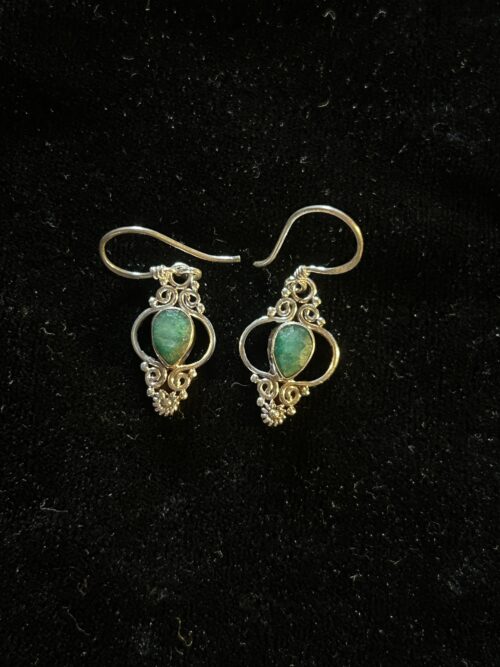 EMERALD Silver earrings 2cm - Image 2