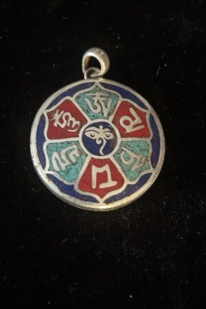 Om mane padme hum pendant silver 3cm