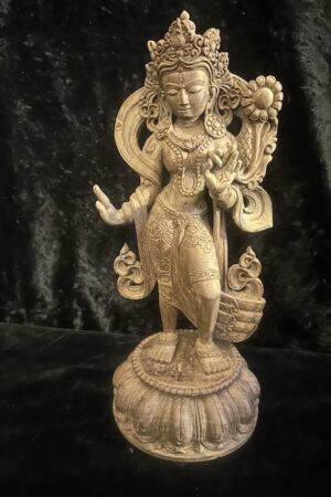 WHITE TARA DANCING STATUE WOOD 33CM