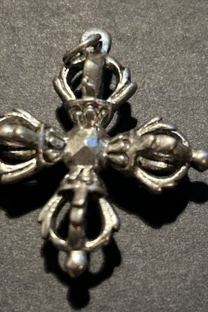 Double Vajra pendant SILVER PLATED 3.5CM